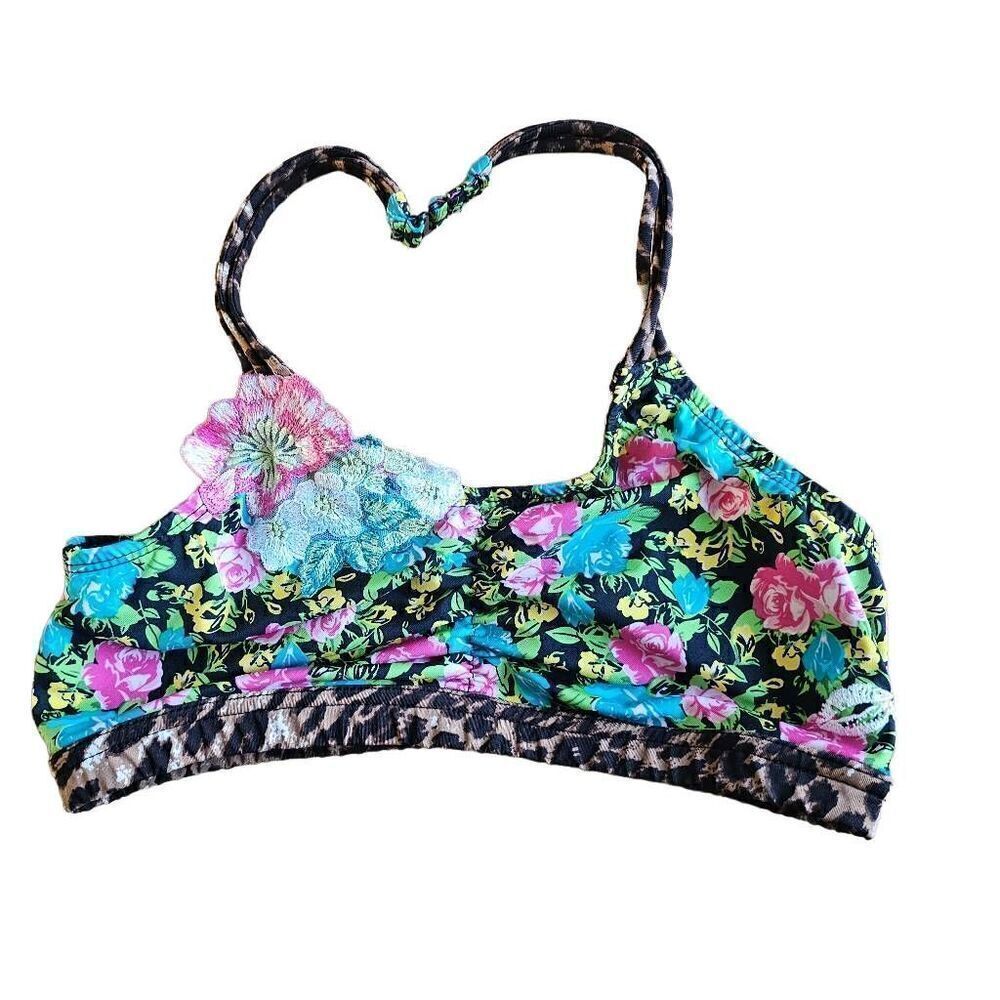 California kisses girls multicolor floral animal print swim top fits a Sz 8 slim